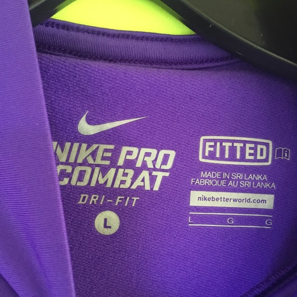 New Nike Pro Men L Fitted Purple Shirt - Picture 2 of 6